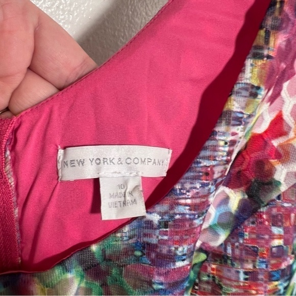 New York & Co Sleeveless Fit & Flare Dress Textured Geometric 10 - Picture 9 of 10